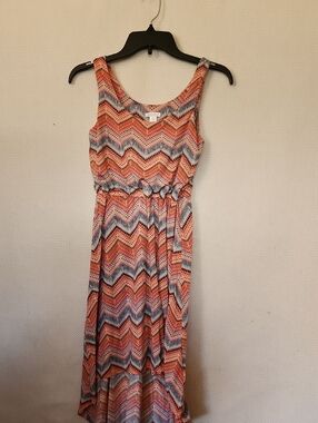 Xhilaration Coral Multi Chevron Maxi Dress